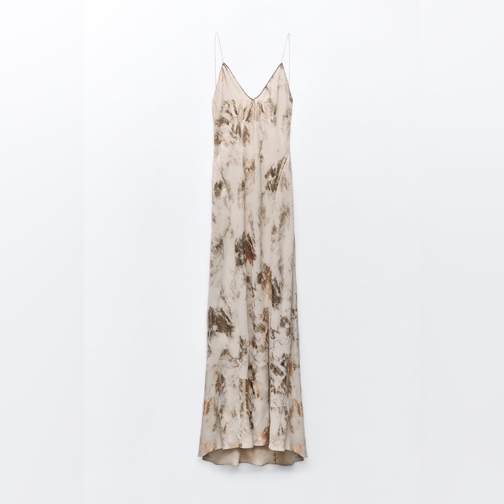 Metallic Print Slip Dress- Zara